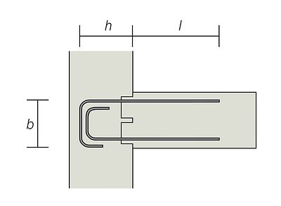 Tipo 2 H Dos ganchos individuales utilizados para las cajas más ancho que 240 mm